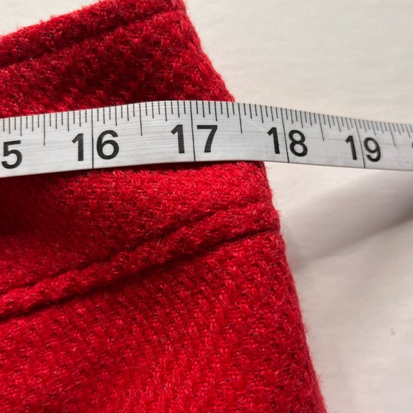 ISAAC MIZRAHI TARGET sz 14 Red Button Tweed Pleated Wool blend Wrap Skirt - Picture 9 of 11